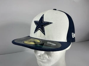 DALLAS COWBOYS NFL NEW ERA 59FIFTY ON FIELD White FITTED HAT CAP NAVY 7 1/2 - Picture 1 of 9