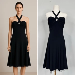 Y2K B. anni 90 Abito elegante Halter taglia 3/4 Whimsygoth Dark Romance Punk Goth Hoco - Foto 1 di 11