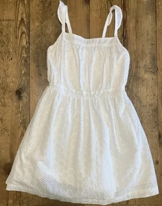 CHEROKEE Sz L (10/12) Girls White Eyelet Sleeveless Sundress Dress - Picture 1 of 7
