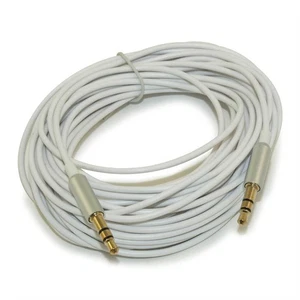 25ft EXTRA SLIM 3.5mm Mini-Stereo TRS Male to Male Gold Plated Cable  Whit - Picture 1 of 3