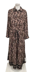Monsoon Women's Dress Size 16 Brown Mix Animal Tiered Ric Rac Buttons New F1 - Picture 1 of 12