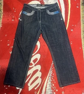 Akademiks Jeans Mens 36x31 Blue Denim Baggy Loose Hip Hop Y2K VTG Dark Wash - Picture 1 of 14