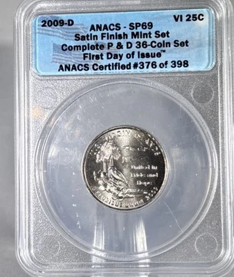 2009-P Satin Proof U.S. Virgin Islands quarter ANACS PR70 First Day of Issue - Image 1 of 2