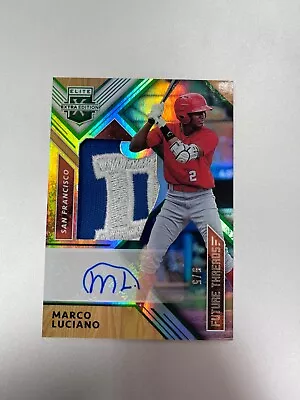 2018 PANINI ELITE EXTRA EDITION MARCO LUCIANO AUTO PATCH 5/5 USA GIANTS - Image 1 of 2