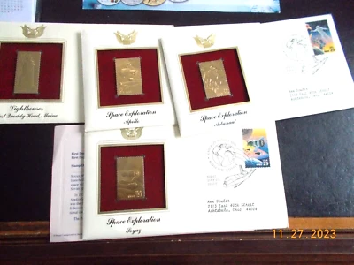 PCS 4 FDC with Replica Gold Stamps, 3 are Joint Issue Space Moscow / Chicago - Image 1 of 4