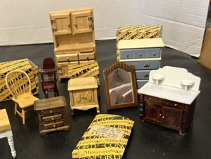 Vintage Concord Dollhouse Furniture Wooden Miniature Lot Of 8 Pieces - Picture 1 of 6