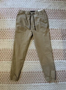 Mens AE American Eagle Next Level Flex Twill Joggers Pant Tan Beige Brown XS NWT - Picture 1 of 4