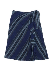 Lauren Ralph Lauren Women's Striped Crinkle Georgette Midi Skirt (8, Navy Blue) - Picture 1 of 3