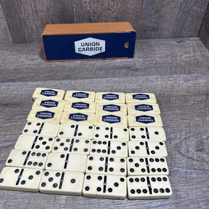 Union Carbide Dominoes W/ Plastic Case - Picture 1 of 10