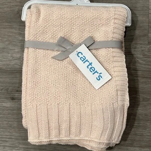 Carters Babydecke Rosa Strick Kinderzimmer Geschenk 100% Acryl Rippborte Neu - Bild 1 von 7
