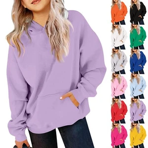 Children's Hoodie Boys And Girls Solid Color Long-sleeved Hooded Pocket Hoodie - Picture 1 of 48