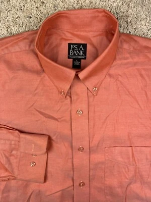 Camisa Jos A Bank Para Hombre L Naranja Sólida Abotonada Colección Viajeros Algodón Foto 1 de 4