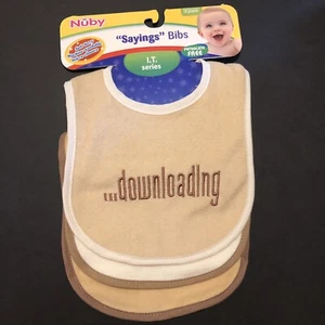 NUBY "Sayings" Bibs 3 Pack (I.T. Series) Soft Terry Cloth NEW - Picture 1 of 6