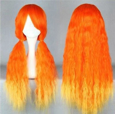 Fashion Long Orange Mix Golden Wavy Women Lady Cosplay Hair Wig Wigs - Image 1 of 4