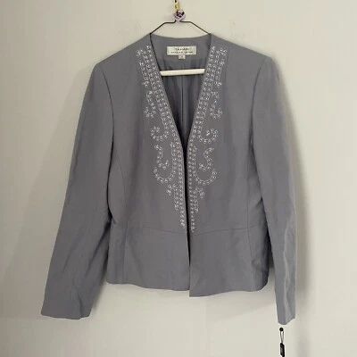 Tahari ASL Women’s Linen Blend Beaded Blazer jacket size 10 - Image 1 of 3