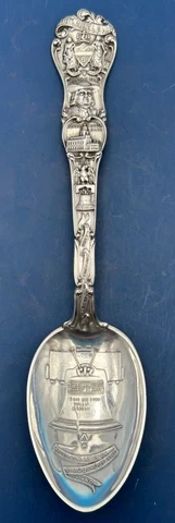 Sterling silver Philadelphia PA liberty bell souvenir spoon by watson Cover