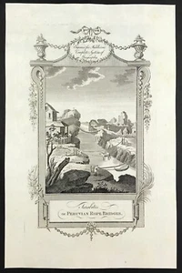 Rope Bridge Peru 1777 from Middletons Geography  original print  - Picture 1 of 3