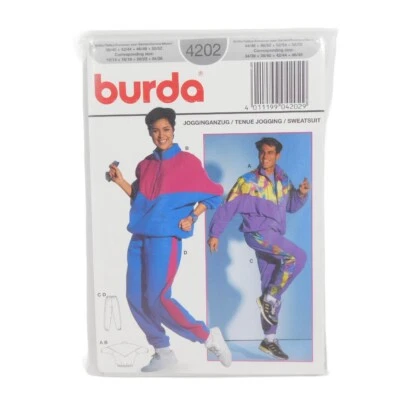 Burda 4202 Adult Sweat Suit Pattern Size 12 - 48 Uncut Jogging Retro Jogger - Image 1 of 4