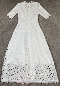 N by Nancy Dress Womens Small White Embroidered Lace Bridal Shower Wedding NEW - Picture 1 of 16