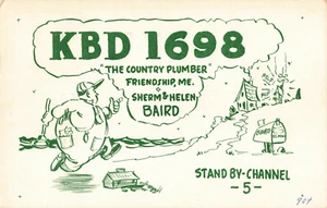 Tarjeta QSL de colección EE. UU. radio CB KBD 1698 amistad - Imagen 1 de 2