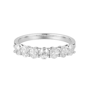 14K White Gold Oval Lab Grown Diamond Wedding Band MZ6683 - Picture 1 of 7