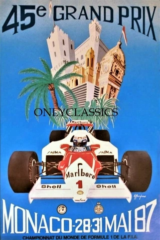 1987 MONACO GRAND PRIX FORMULA ONE 12X18 POSTER INDY 500 AUTO RACING ART GRAPHIC Cover