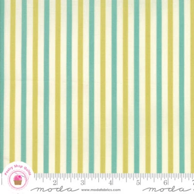 Moda Basic ESSENTIALLY YOURS 8652 29 Green Blue Stripes Quilt Fabric - Image 1 of 2