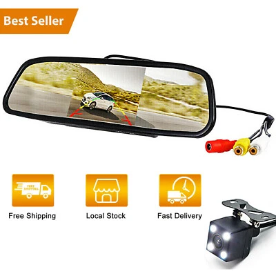 Rearview Mirror Monitor Reverse Parking HD Rearview Camera Waterproof for Cars - Image 1 of 4