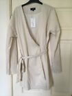 Bnwt In The Style Sz 12 Beige Cotton Short Fullylined Wrap Dress !Belted Gorg