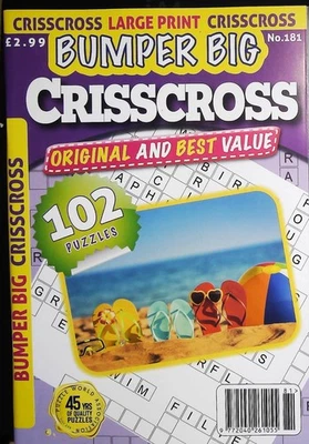 CRISS CROSS PUZZLE LARGE PRINT BOOK MAG BUMPER BIG ISSUE 181 - 102 PUZZLES - Image 1 of 4