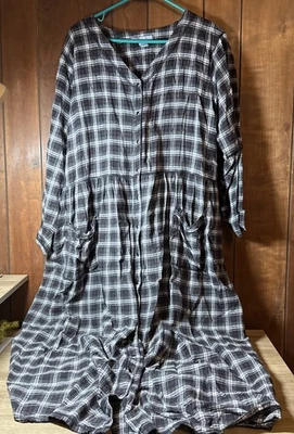 Camisón de franela Only Necessities Plus negro rojo amarillo a cuadros talla 1X V5 Foto 1 de 4