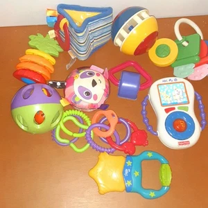 Baby Toddler Vintage Plastic Colorful Bright Toys Rattles Teethers Bundle Lot - Picture 1 of 4