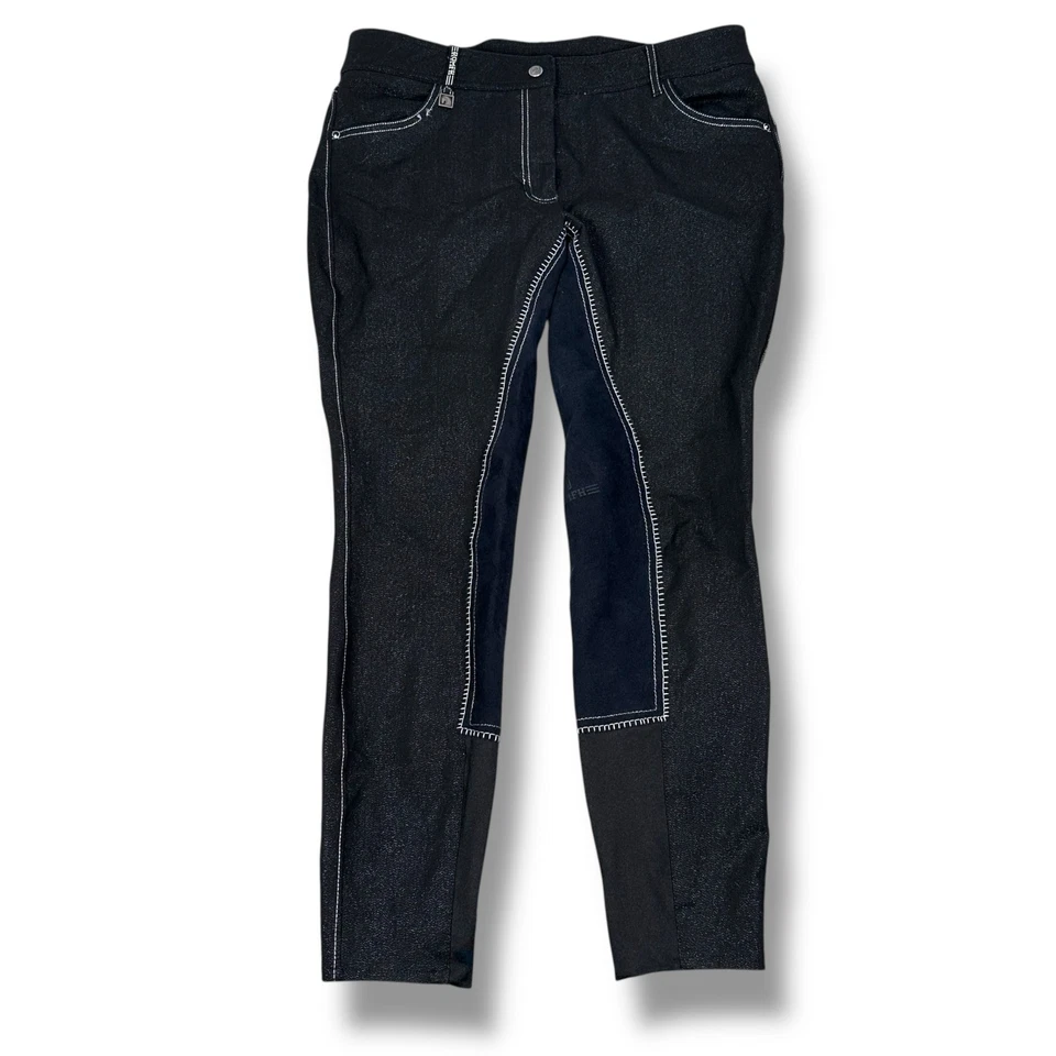 Pantalones cortos de equitación Romfh para mujer 32R negro acento metálico asiento completo Foto 1 de 4
