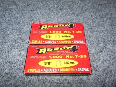 2 NEW! ARROW BOXES OF T-25 VTG 3/8" 9.52MM STAPLES - 2000 STAPLES              - Image 1 of 2