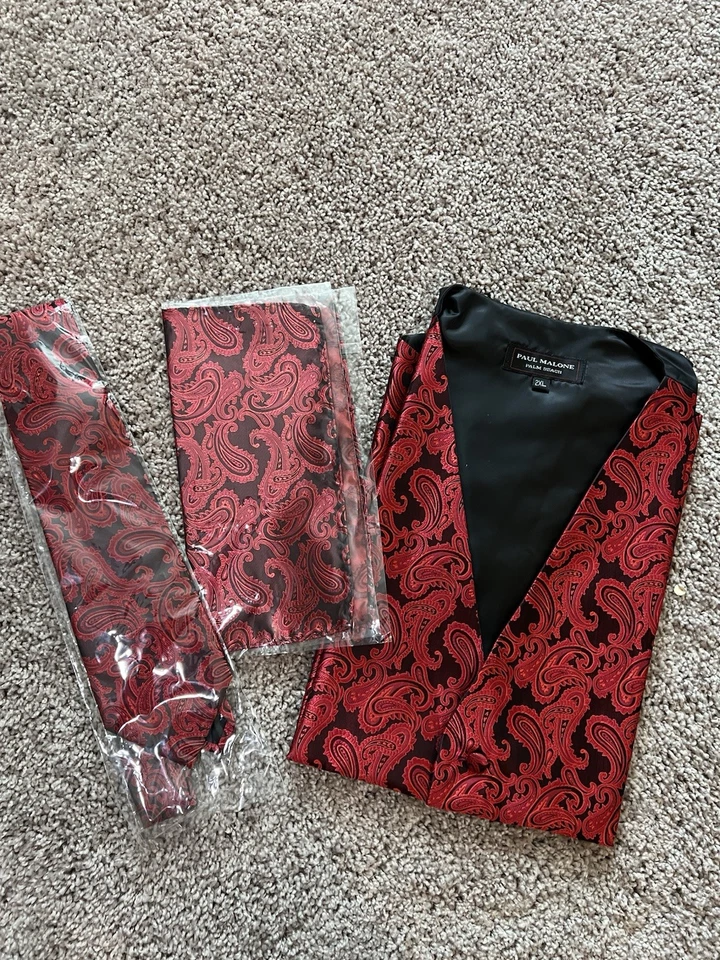 Conjunto de chaleco esmoquin sin mangas Paul Malone para hombre Res Vines talla 2XL NUEVO CON ETIQUETAS Foto 1 de 3