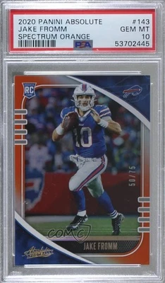 2020 Panini Absolute Spectrum Orange /75 Jake Fromm #143 PSA 10 GEM MT Rookie RC - Image 1 of 2