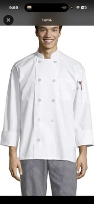 Uncommon Threads Classic 0402 Unisex M White Long Sleeve Chef Coat w/ Pockets - Image 1 of 4
