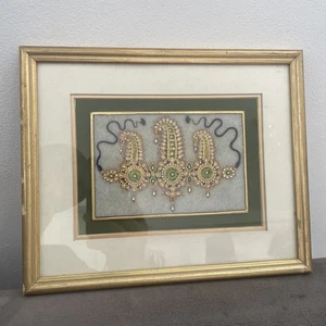 Collar de arte de joyería india vintage pintura oro en relieve sobre azulejo de mármol? - Imagen 1 de 17