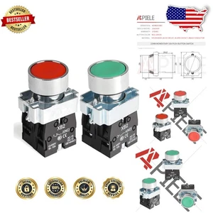 Durable 22mm Push Button Switches - Momentary, Red/Green, 660V, Silver Contacts - Picture 1 of 9