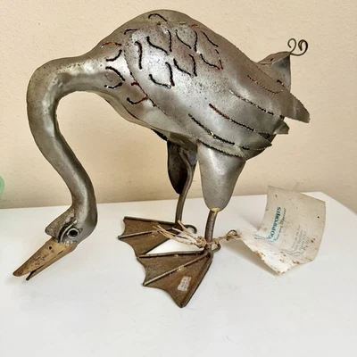 "Candelabro linterna votiva de metal perforado pato pájaro decoración rústica 13"" vintage" Foto 1 de 4