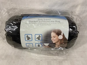 50"x60" Soft Travel Blanket With Small Pocket Microfleece Pillowcase Bag New - Picture 1 of 2