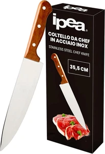Coltello Da Cucina Professionale Lungo 35,5 Cm - Coltello Da Chef Con Lama Affil - Foto 1 di 12