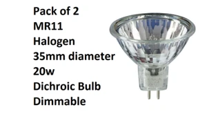 2 X LOW VOLTAGE 20w 12V MR11 GU4 Cap Long Life Halogen Light Bulbs - Picture 1 of 1
