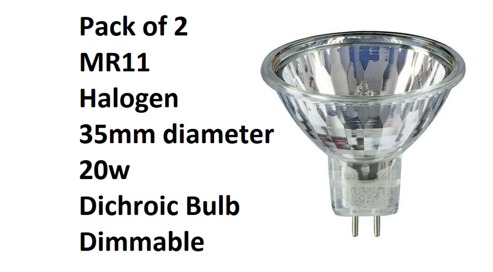 2 X LOW VOLTAGE 20w 12V MR11 GU4 Cap Long Life Halogen Light Bulbs - Image 1 of 1