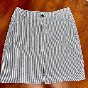 Brandy Melville Girls 12 Oxford Stripe A Line Skirt Blue and White Cotton Blend - Picture 1 of 9