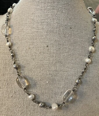 "Collar Silpada de plata esterlina perlas de agua dulce cristal de roca N1602 18"" se ajusta" Foto 1 de 4
