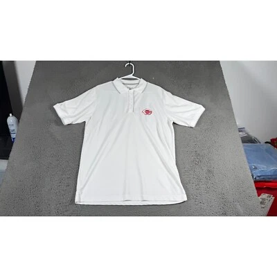 Camisa polo masculina golfe branca manga curta liga principal de beisebol Antigua Cincinnati Reds M - Imagem 1 de 4