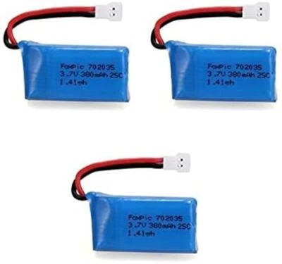 3er Set LiPo Akku 3.7V 380mAh für HUBSAN X4, V252, JXD 385 - RC Drohnen Akku - Bild 1 von 4