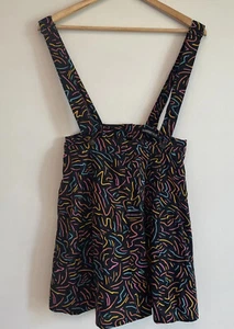 Vestido DANGERFIELD Damas Talla 8 Negro Multicolor Delantal Fiesta Ropa de Calle - Imagen 1 de 12