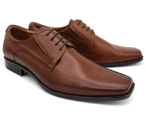*S38 UK 8 MENS BROWN LEATHER SMART SHOES SQUARE TOE LACE UP WORK OCCASION EU 42 - Picture 1 of 5